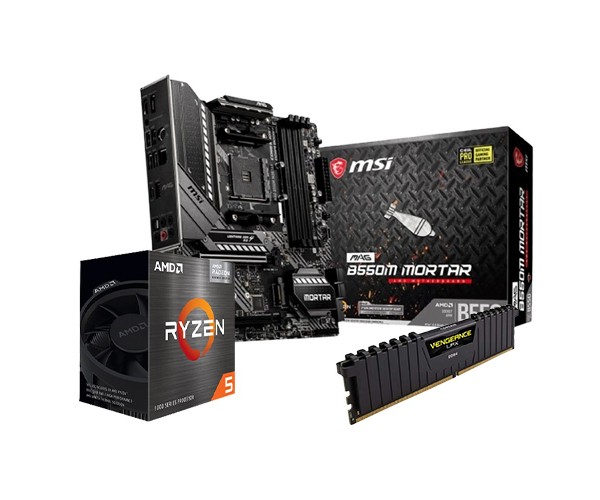 AMD RYZEN 5 5600G & MSI MAG B550M MORTAR MOTHERBOARD WITH CORSAIR VENGEANCE LPX 8GB DDR4 3200MHZ COMBO