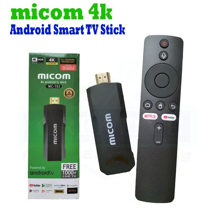 Micom 4k Android TV Stick 2GB RAM 16GB ROM price in bd 2024