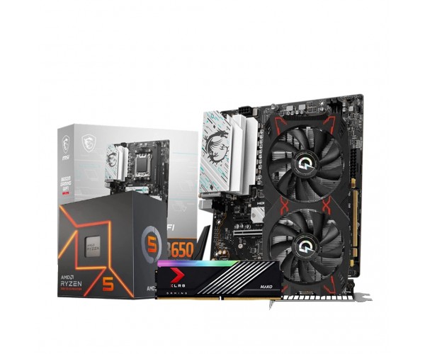 AMD RYZEN 5 7500F With MSI B650M Gaming Wifi  MOTHERBOARD PNY DDR5 16GB RAM 5500XT Graphics COMBO