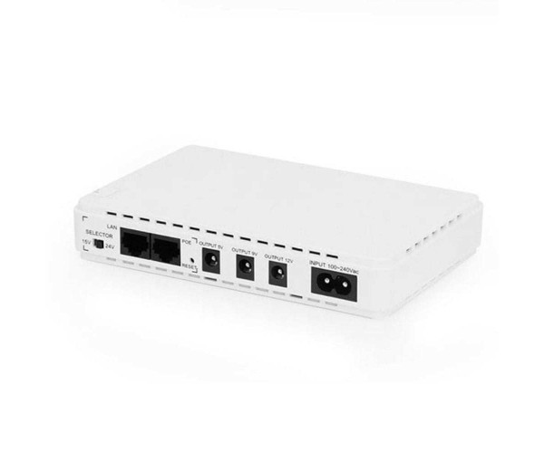 SKE 432P mini UPS for Router, ONU, Camera 25 Watt 5v 9v 12v & PoE support 15/24v