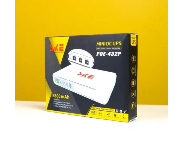 SKE 432P mini UPS for Router, ONU, Camera 25 Watt 5v 9v 12v & PoE support 15/24v
