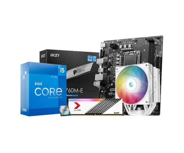 Intel Core i5-12400 with MSI PRO B760M-E DDR5 Motherboard PNY DDR5 16GB 6000Mhz Ram & DeepCool AG500 CPU Cooler Combo